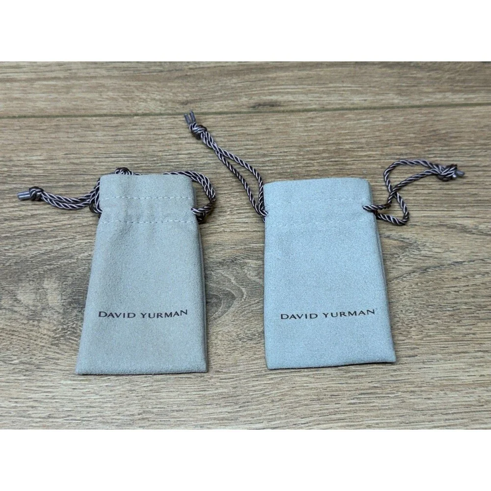 David Yurman Gray Suede Drawstring Jewelry Pouches - Bundle of 2